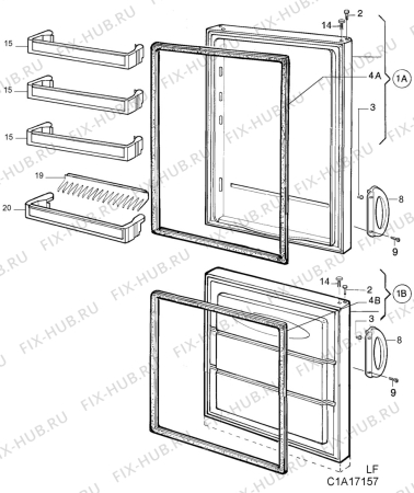 Взрыв-схема холодильника Husqvarna Electrolux QT422RW - Схема узла C10 Door